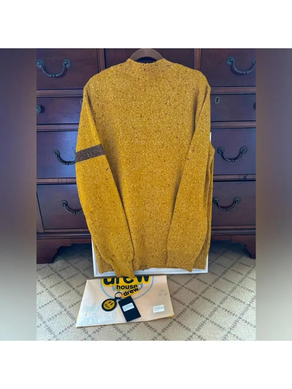 drewhouse Varsity Cardigan in Confetti Yellow L NWT